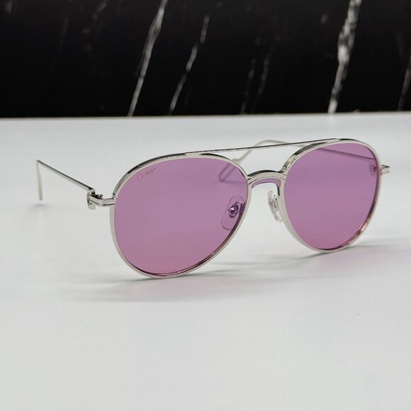NEW CARTIER ROUND SILVER PINK WOMEN SUNGLASSES CARTIER CT0273S 004 - Picture 3 of 11
